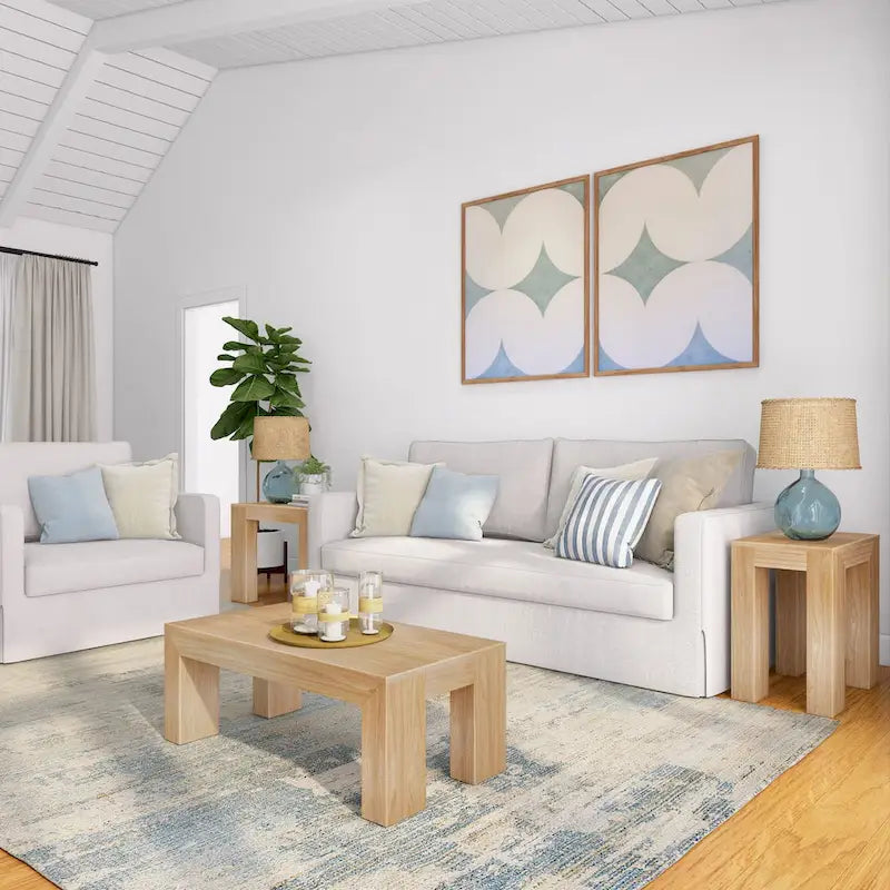 Modern Rectangular Coffee Table in Solid Pine Wood - 40" x 20"