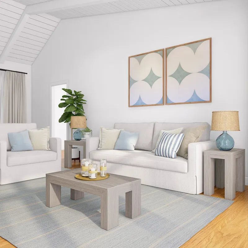 Modern Rectangular Coffee Table in Solid Pine Wood - 40" x 20"