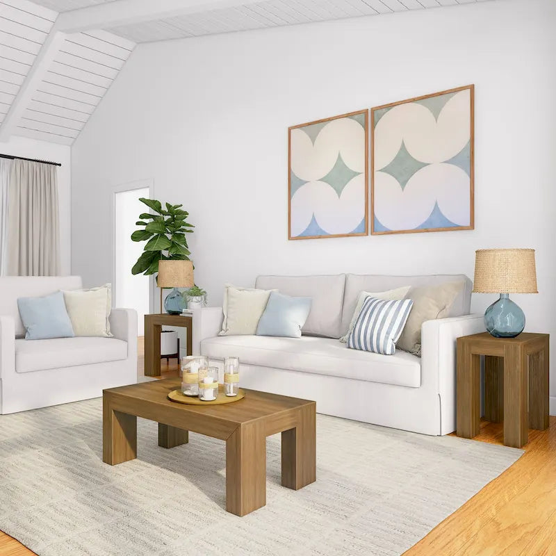 Modern Rectangular Coffee Table in Solid Pine Wood - 40" x 20"