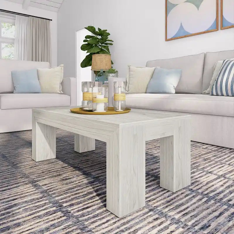 Modern Rectangular Coffee Table in Solid Pine Wood - 40" x 20"
