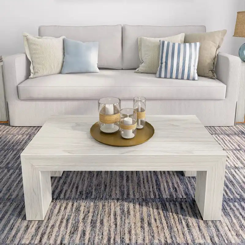 Modern Rectangular Coffee Table in Solid Pine Wood - 40" x 20"