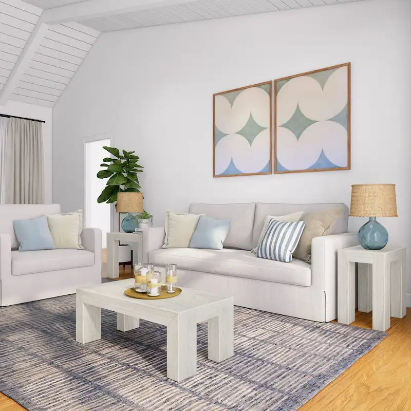 Modern Rectangular Coffee Table in Solid Pine Wood - 40" x 20"