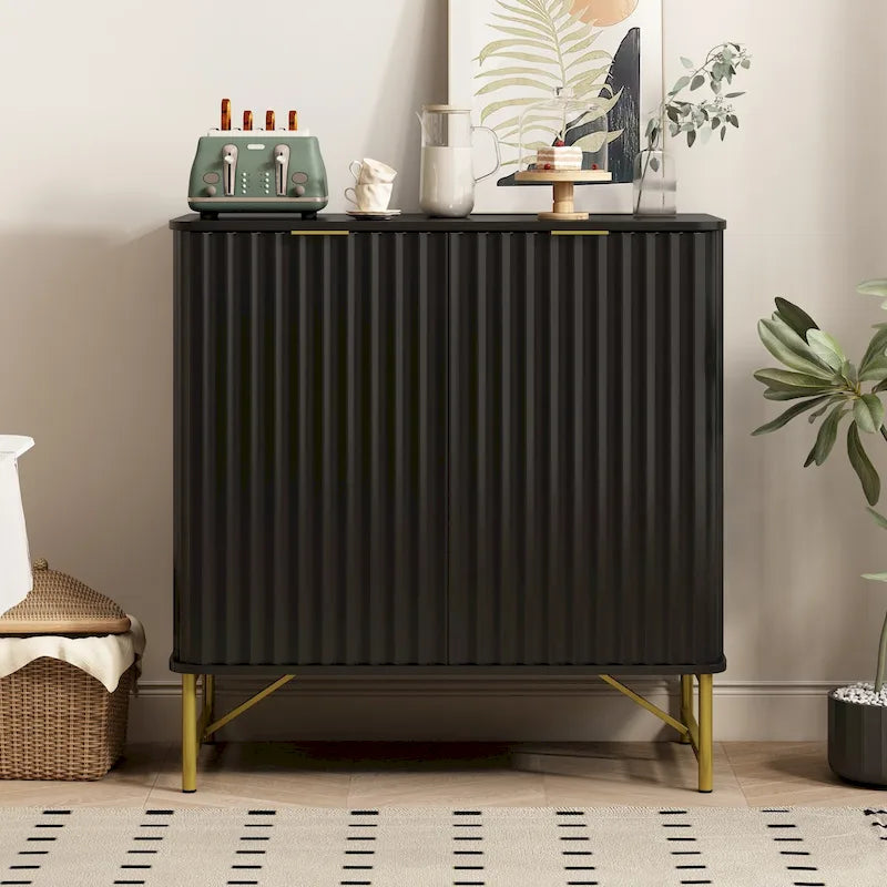Modern MDF 2-Door Accent Sideboard with Gold Handles