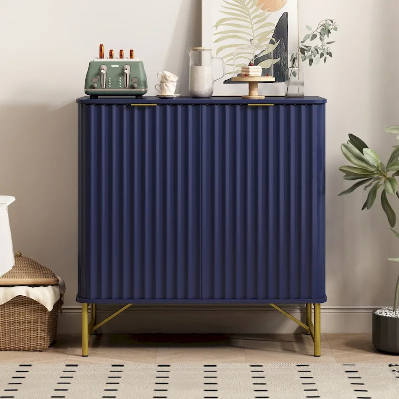 Modern MDF 2-Door Accent Sideboard with Gold Handles