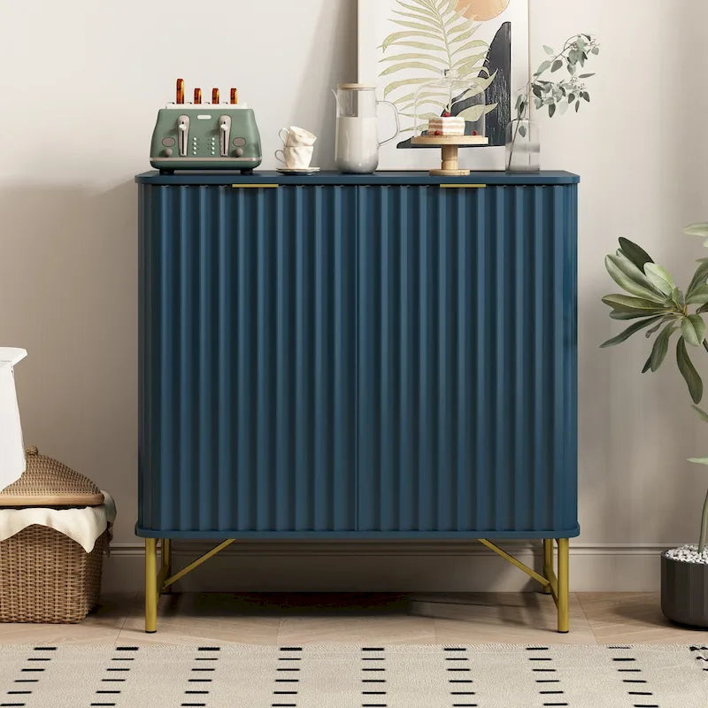Modern MDF 2-Door Accent Sideboard with Gold Handles