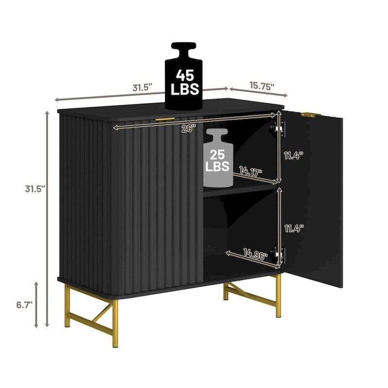 Modern MDF 2-Door Accent Sideboard with Gold Handles