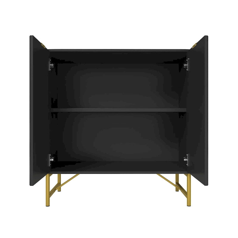 Modern MDF 2-Door Accent Sideboard with Gold Handles