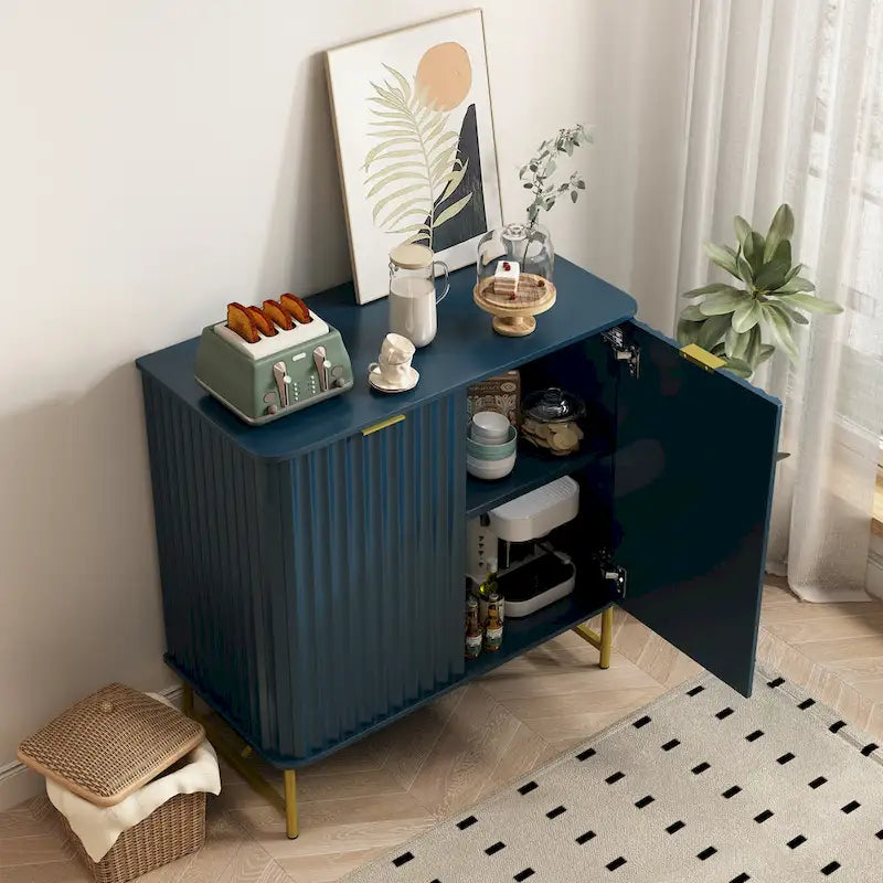Modern MDF 2-Door Accent Sideboard with Gold Handles