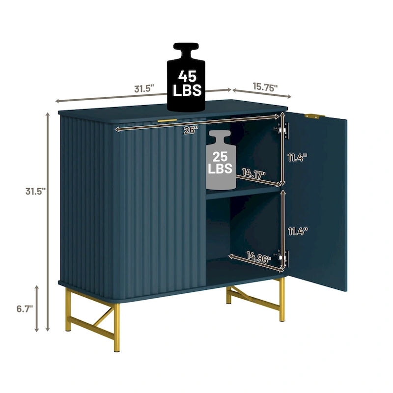 Modern MDF 2-Door Accent Sideboard with Gold Handles