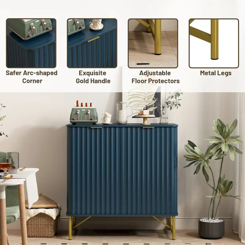 Modern MDF 2-Door Accent Sideboard with Gold Handles