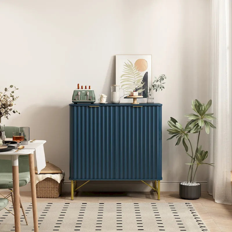 Modern MDF 2-Door Accent Sideboard with Gold Handles