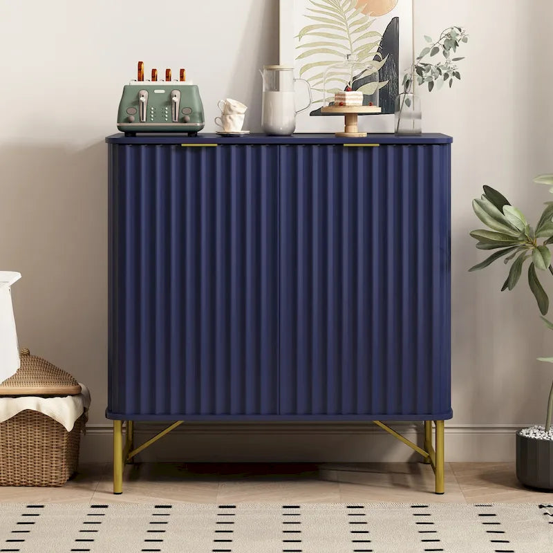 Modern MDF 2-Door Accent Sideboard with Gold Handles