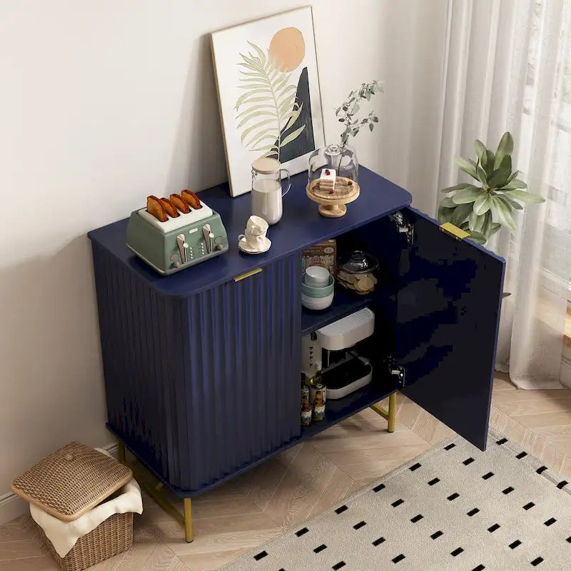 Modern MDF 2-Door Accent Sideboard with Gold Handles