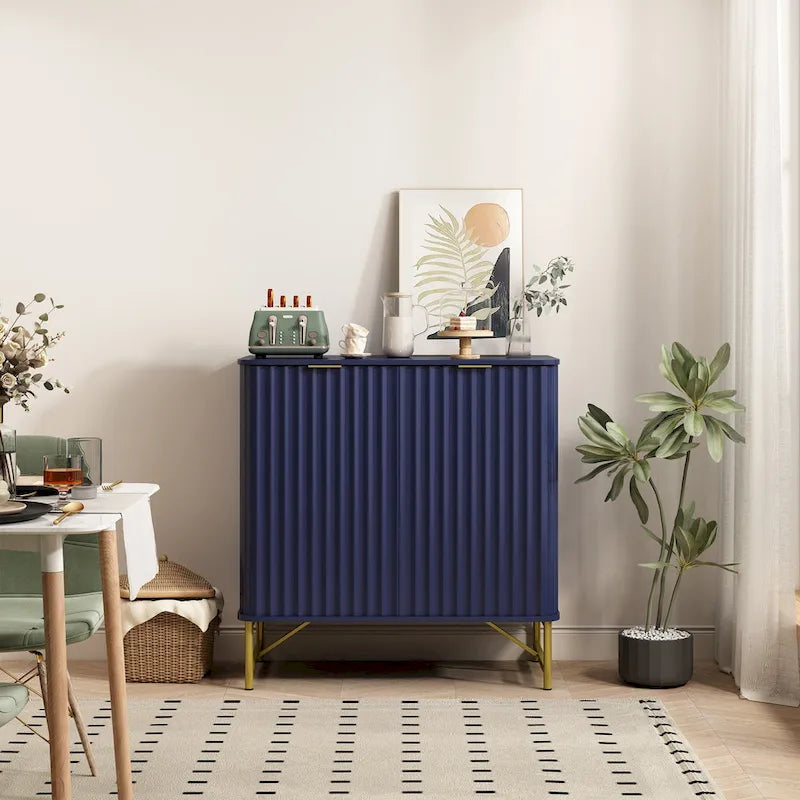 Modern MDF 2-Door Accent Sideboard with Gold Handles