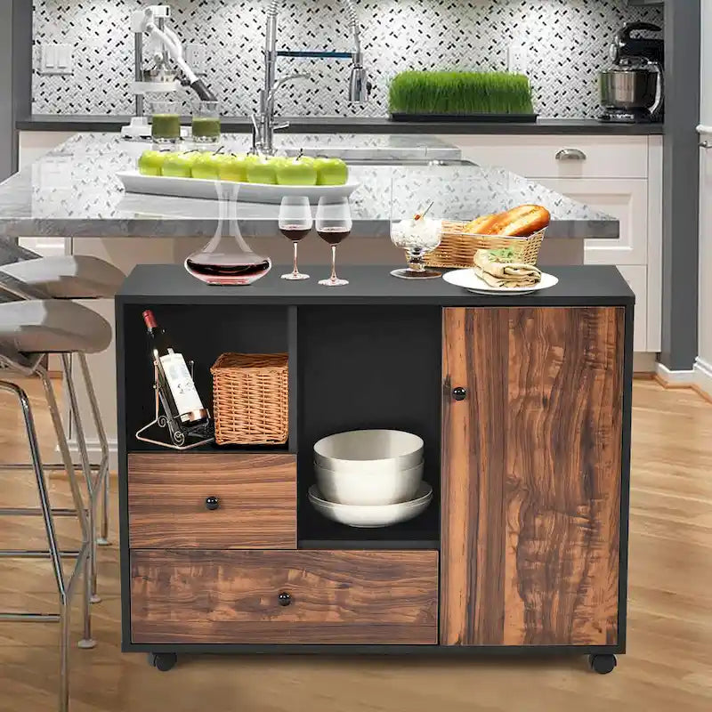 Wood Mobile Filing Cabinet Large Storage Cabinet Printer Stand