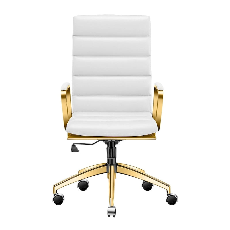 Faux Leather Office Chair with Gold Frame, Adjustable and Swivel