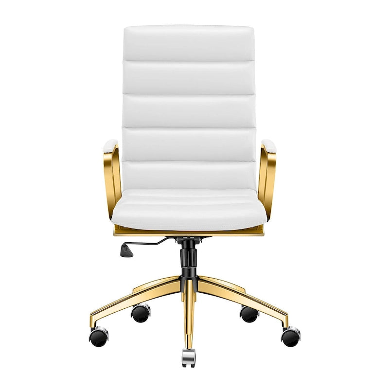 Faux Leather Office Chair with Gold Frame, Adjustable and Swivel