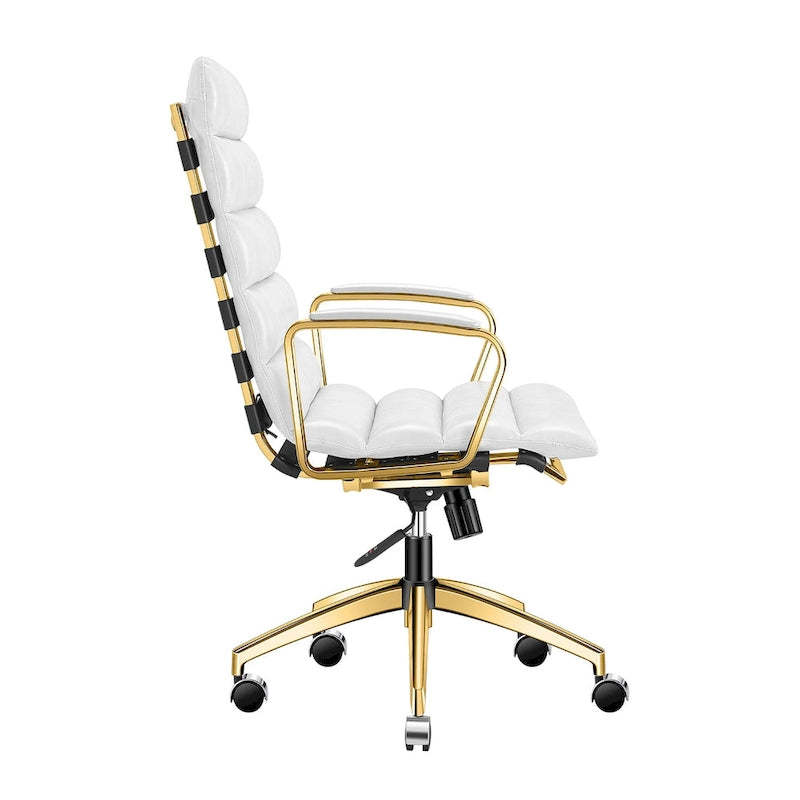 Faux Leather Office Chair with Gold Frame, Adjustable and Swivel