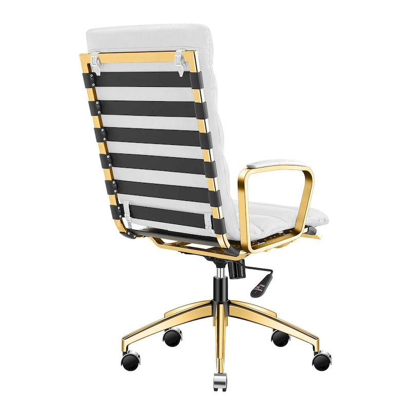 Faux Leather Office Chair with Gold Frame, Adjustable and Swivel