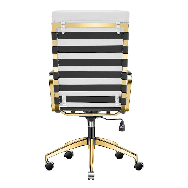Faux Leather Office Chair with Gold Frame, Adjustable and Swivel