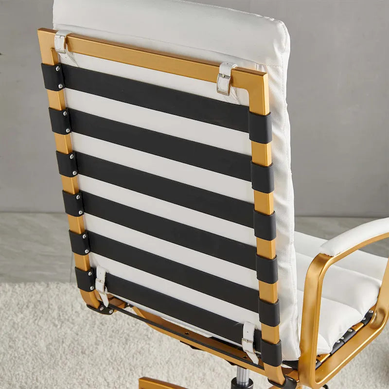 Faux Leather Office Chair with Gold Frame, Adjustable and Swivel