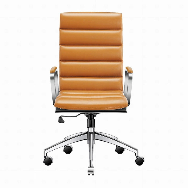 Faux Leather Office Chair with Gold Frame, Adjustable and Swivel