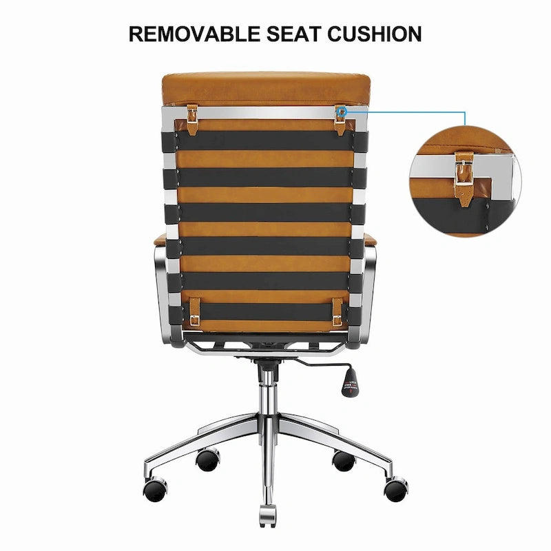 Faux Leather Office Chair with Gold Frame, Adjustable and Swivel