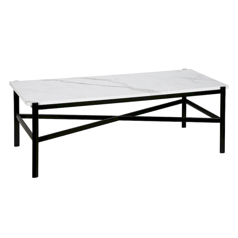 Blackened Bronze Faux Marble Coffee Table with Steel Base