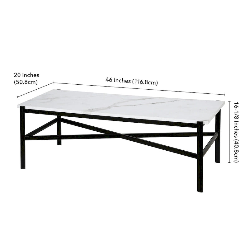 Blackened Bronze Faux Marble Coffee Table with Steel Base