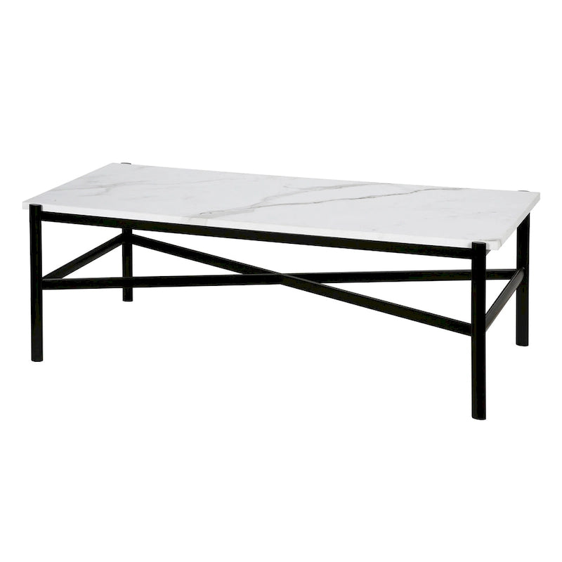 Blackened Bronze Faux Marble Coffee Table with Steel Base