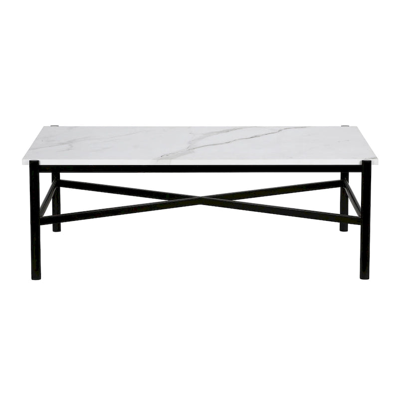 Blackened Bronze Faux Marble Coffee Table with Steel Base