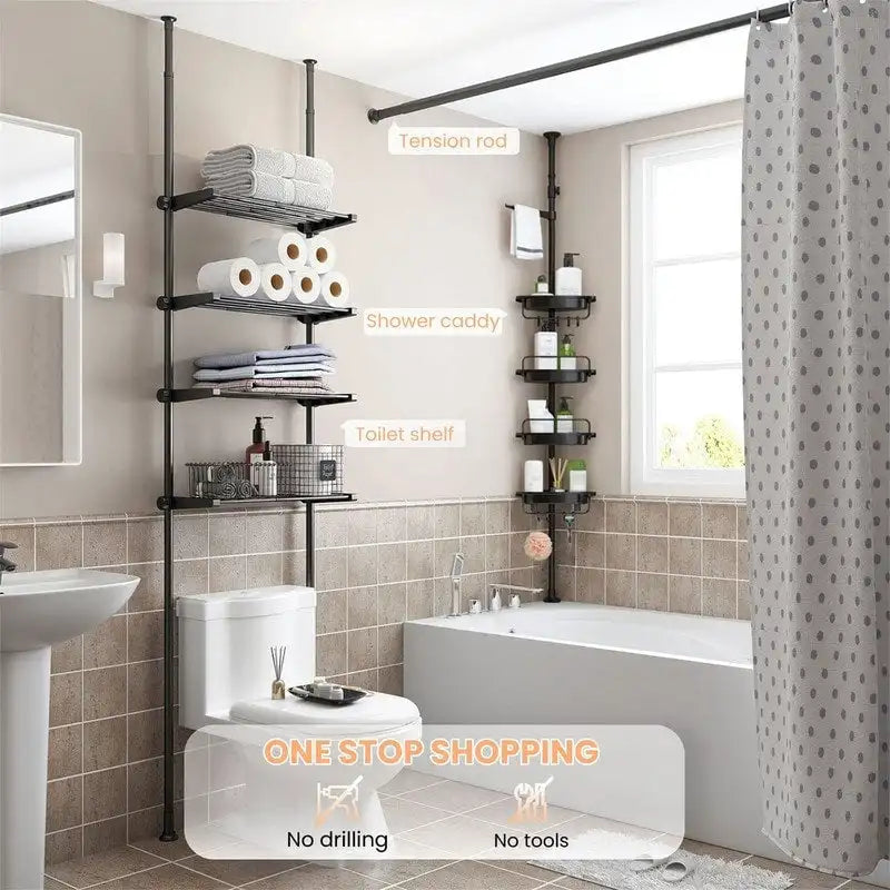 Over the Toilet Storage Cabinet - 10.6D x 33W x 116H