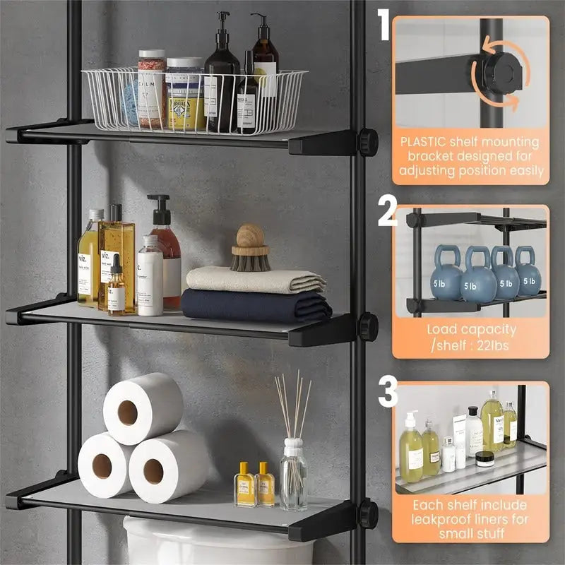 Over the Toilet Storage Cabinet - 10.6D x 33W x 116H