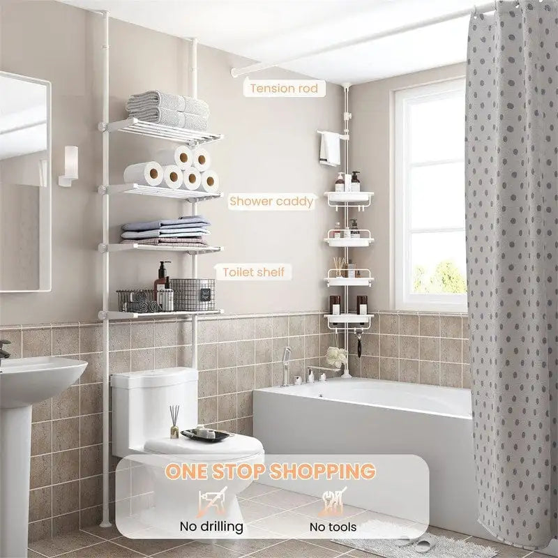 Over the Toilet Storage Cabinet - 10.6D x 33W x 116H