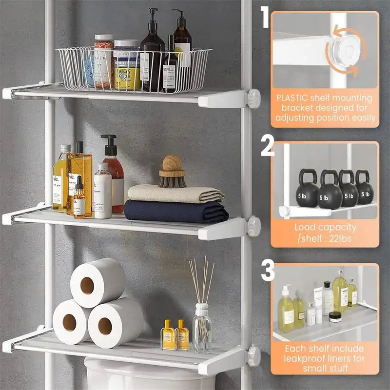 Over the Toilet Storage Cabinet - 10.6D x 33W x 116H