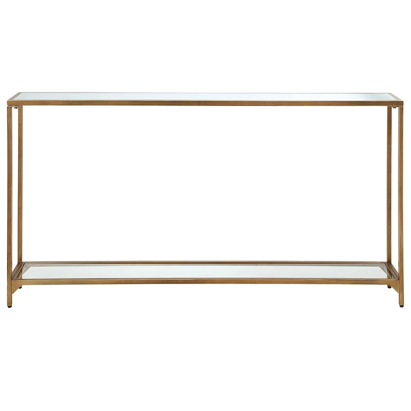 Metal and Tempered Glass Narrow Console Table
