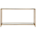 Metal and Tempered Glass Narrow Console Table