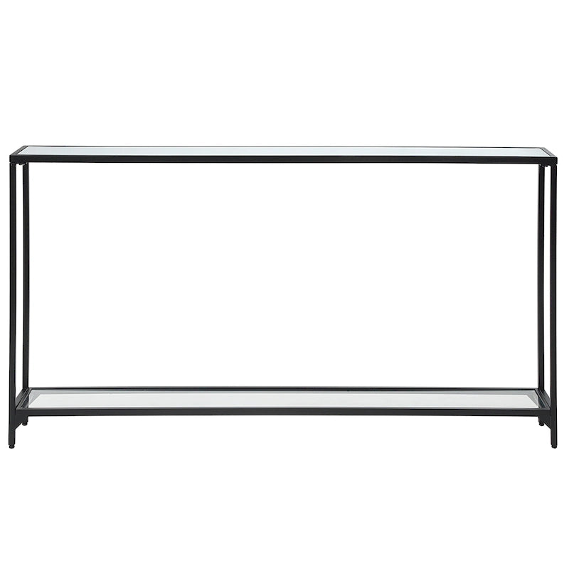 Metal and Tempered Glass Narrow Console Table