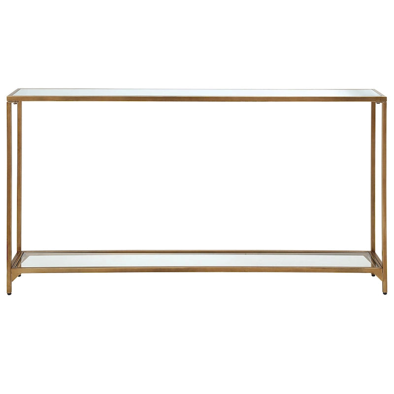 Metal and Tempered Glass Narrow Console Table