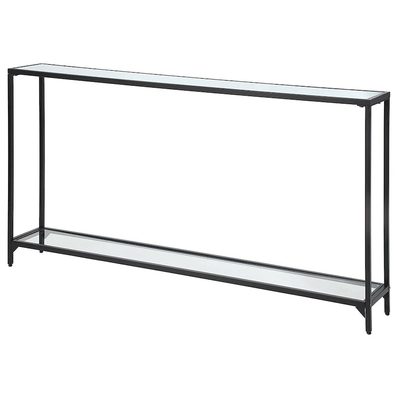Metal and Tempered Glass Narrow Console Table