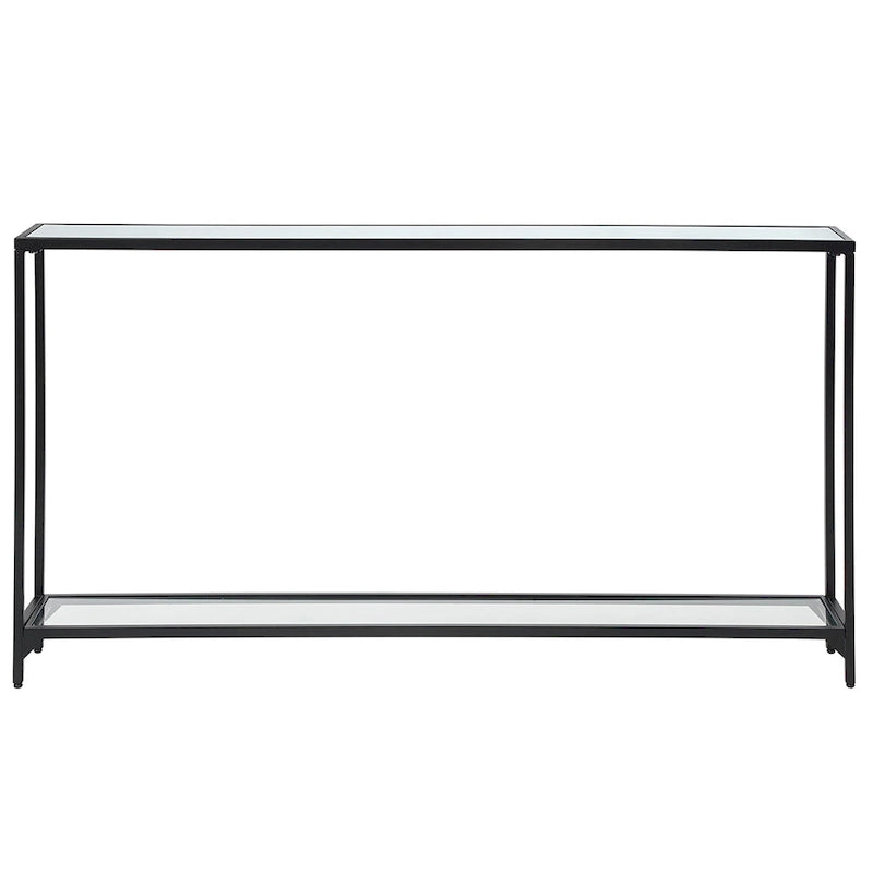 Metal and Tempered Glass Narrow Console Table