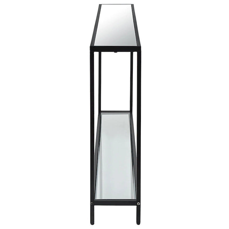 Metal and Tempered Glass Narrow Console Table