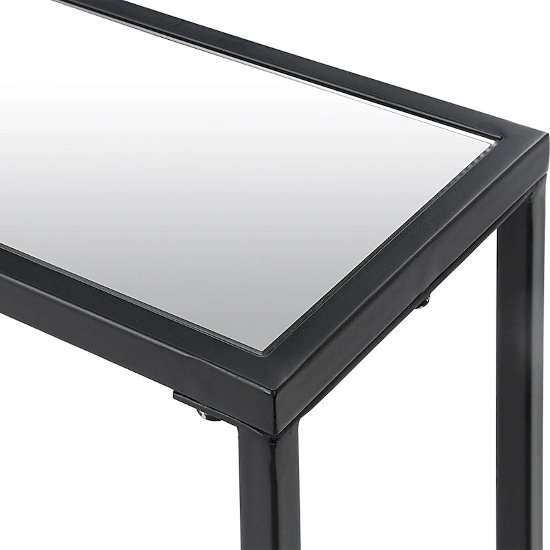 Metal and Tempered Glass Narrow Console Table