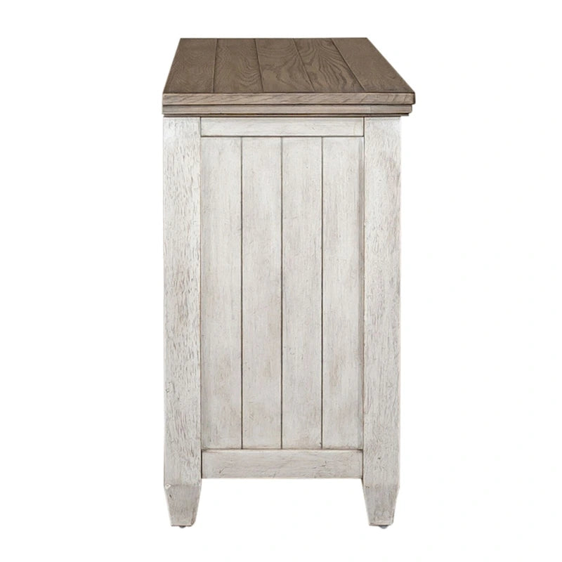 56" Antique White Tile TV Console with Tobacco Tops