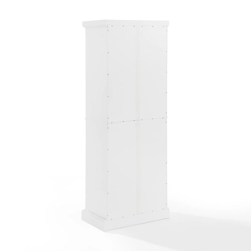 Coastal White Pantry Cabinet with Beadboard and Adjustable Shelves