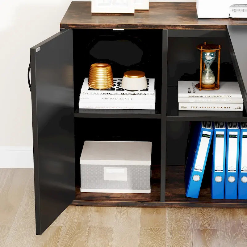 71" L-Shaped Executive Desk with Cabinet and CPU Stand