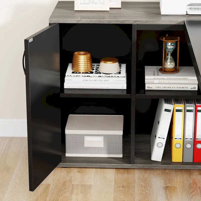71" L-Shaped Executive Desk with Cabinet and CPU Stand