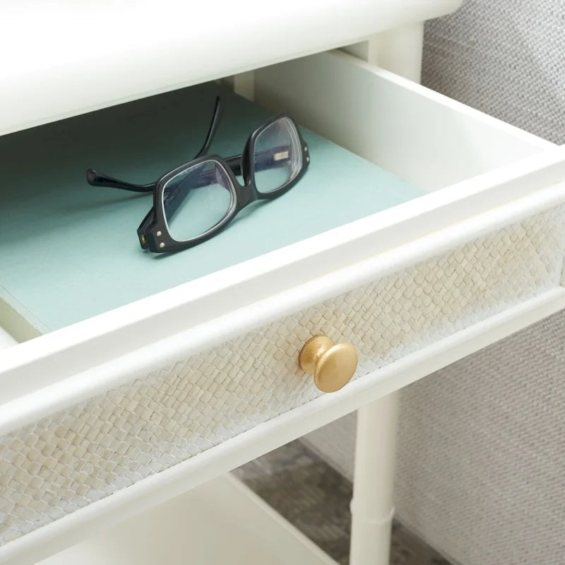 2-Drawer 1-Shelf Accent Table with Bamboo-Style Frame