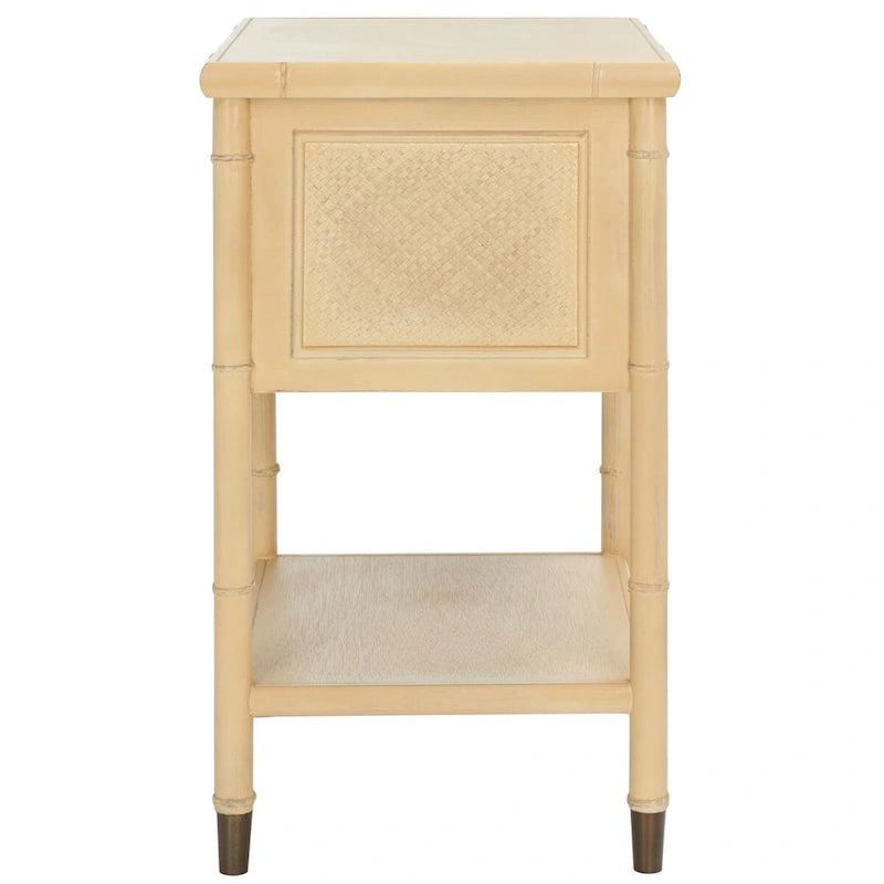 2-Drawer 1-Shelf Accent Table with Bamboo-Style Frame