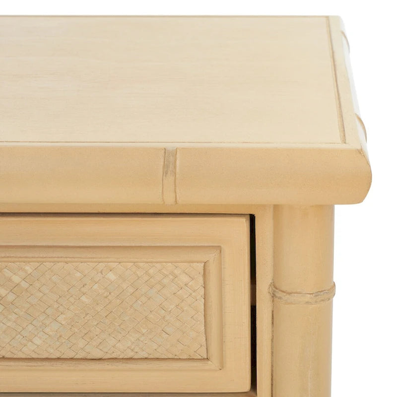 Table d'appoint à 2 tiroirs et 1 étagère avec cadre en bambou
